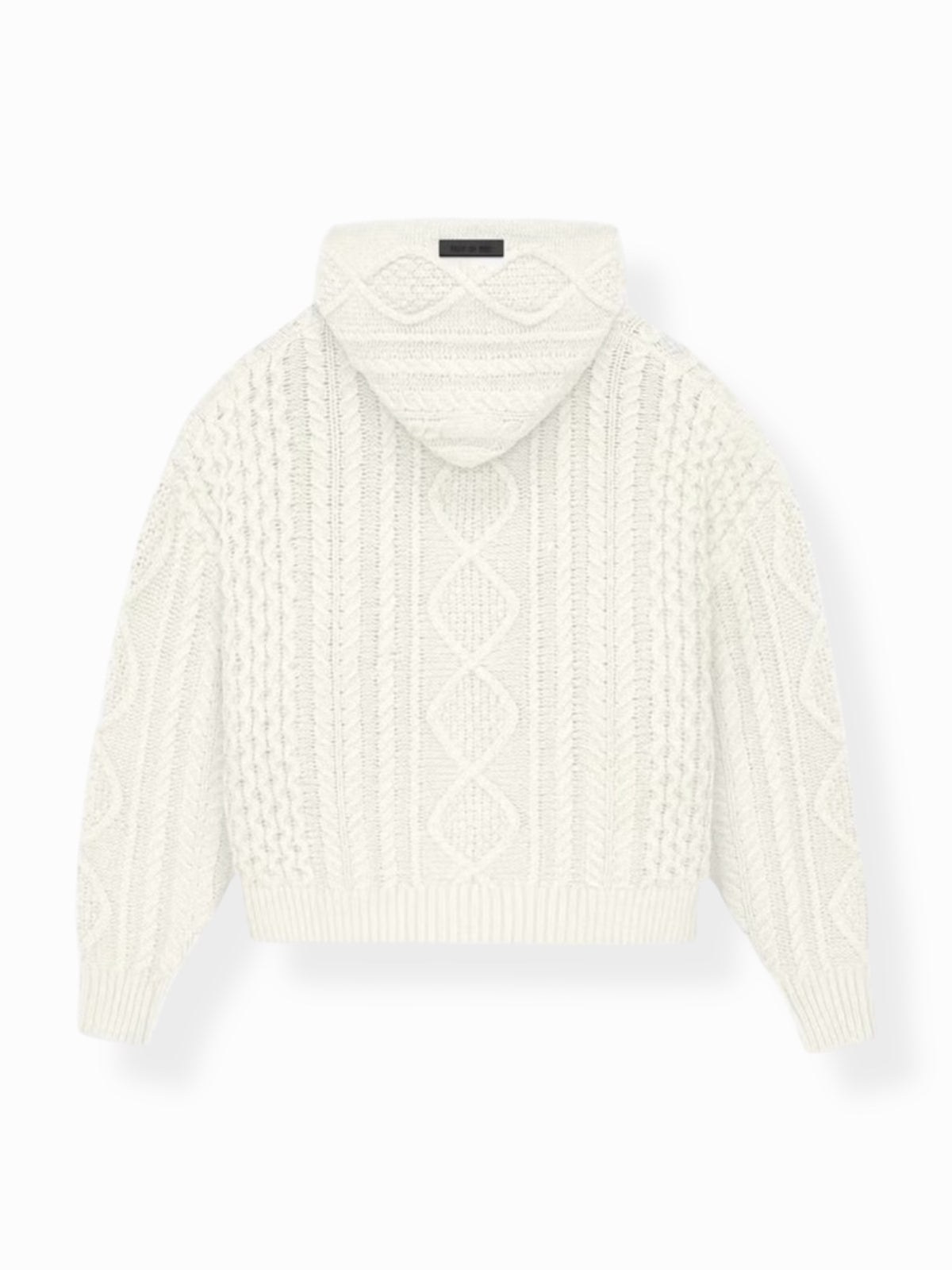 Essentials Knit Hoodie Cable “Cloud Dancer” (FW23) – תמונה 2