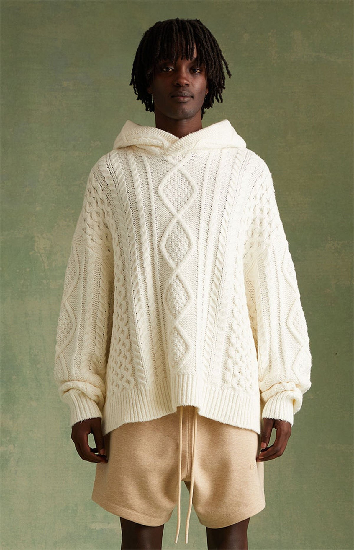 Essentials Knit Hoodie Cable “Cloud Dancer” (FW23) – תמונה 3