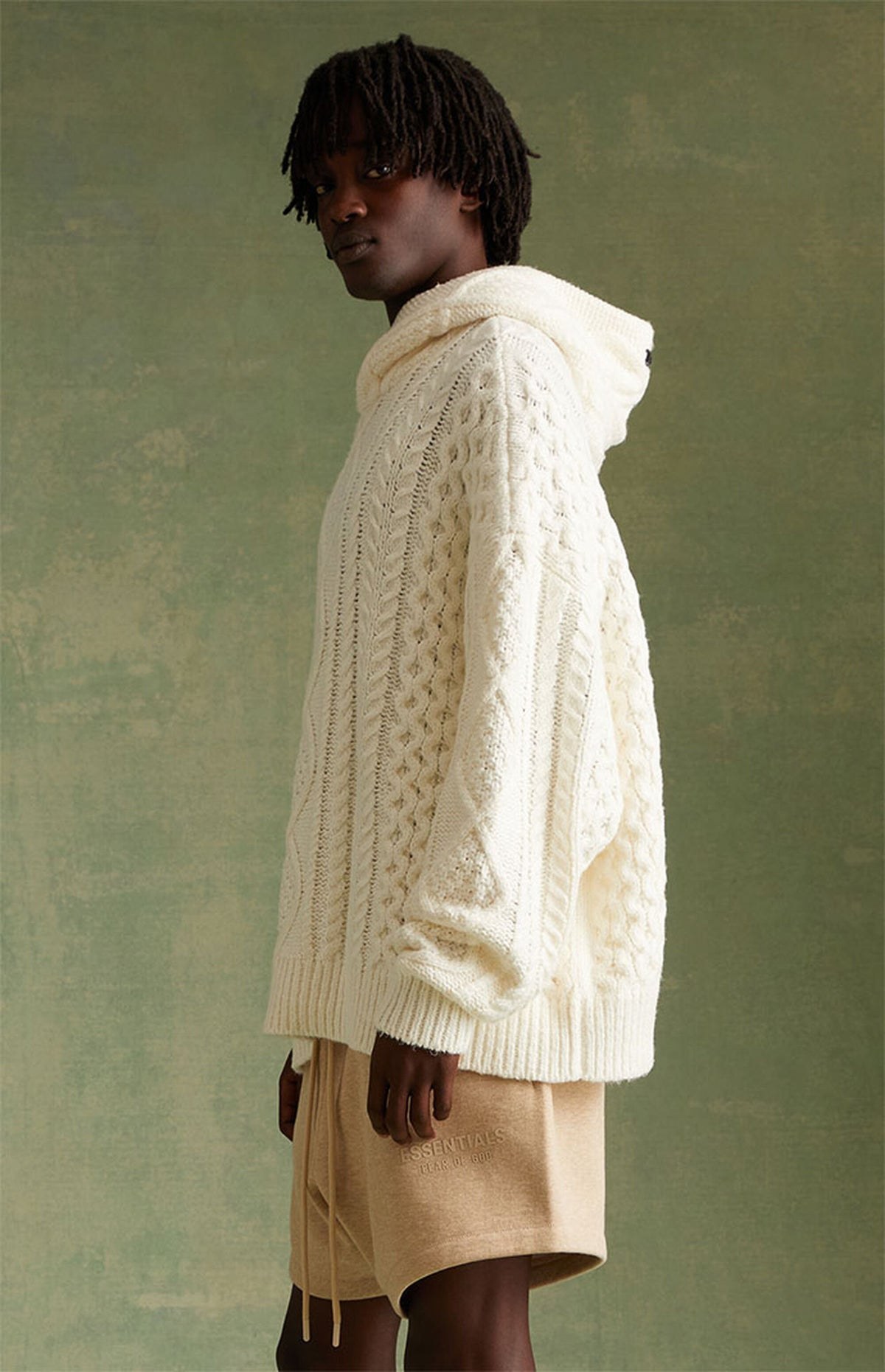 Essentials Knit Hoodie Cable “Cloud Dancer” (FW23) – תמונה 4