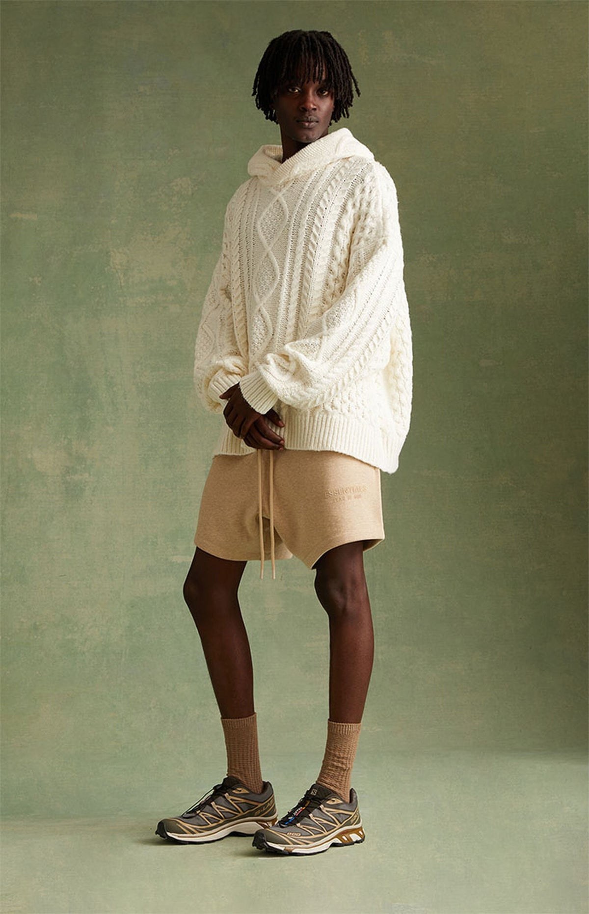 Essentials Knit Hoodie Cable “Cloud Dancer” (FW23) – תמונה 7